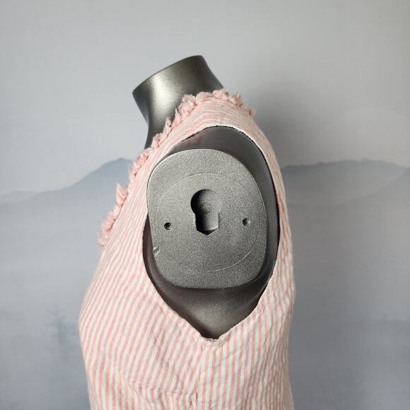 Tommy Bahama Mini Cabana Pink Striped Linen Fringe Shift Dress | Women's S/P - Picture 7 of 15